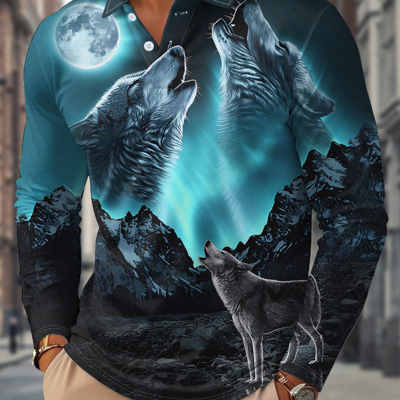 Men's Casual Long Sleeve Shirt With Wolf Print - Button-up, Polyester , Machine Washable - Black, Gray & White, Black, Gray, White
Men's Casual Long Sleeve Shirt With Wolf Print - Button-up, Polyester , Machine Washable - Black, Gray & White, Black, Gray, White