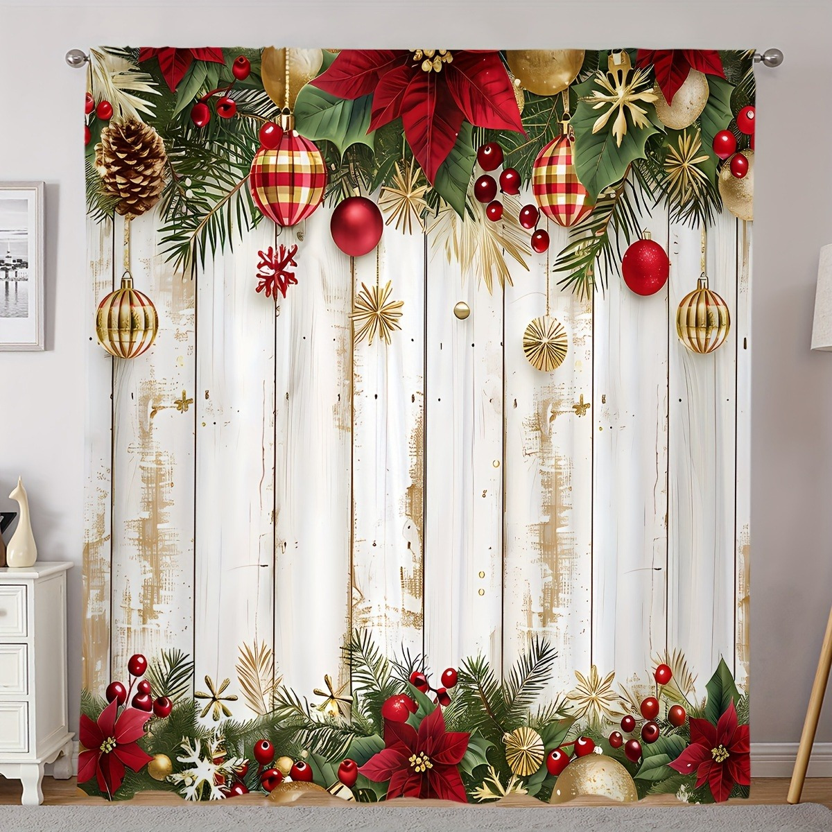 2pcs Contemporary Christmas Doorway Curtains - Polyester Knit, Machine Washable, Hook-free Installation, Digital Floral Holiday Room Types
2pcs Contemporary Christmas Doorway Curtains - Polyester Knit, Machine Washable, Hook-free Installation, Digital Floral Holiday Room Types