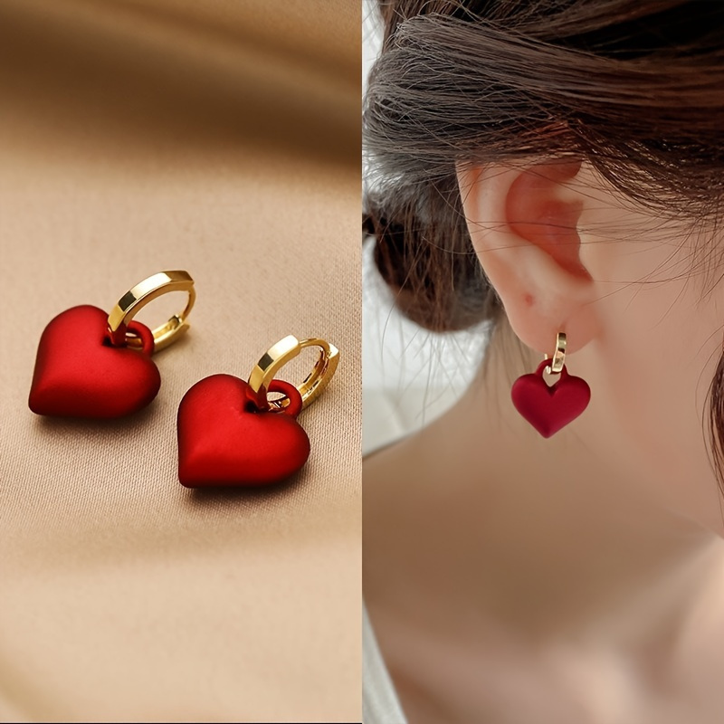 2pcs Elegant Red Heart Drop Earrings Set For Women - , Golden Hook, For & , Japanese & Korean Inspired, Copper , Cute Earrings
2pcs Elegant Red Heart Drop Earrings Set For Women - , Golden Hook, For & , Japanese & Korean Inspired, Copper , Cute Earrings