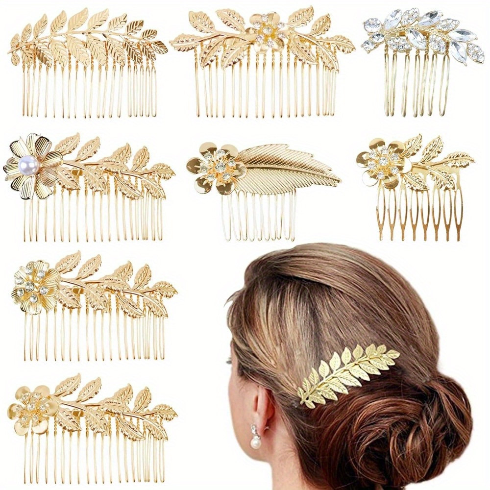 8 Piece Blade Hair Comb Set, Bridal Metal Decorative Hair Comb Clip, Gold French Twist Hair Comb For Wedding Hair Accessories
8 Piece Blade Hair Comb Set, Bridal Metal Decorative Hair Comb Clip, Gold French Twist Hair Comb For Wedding Hair Accessories