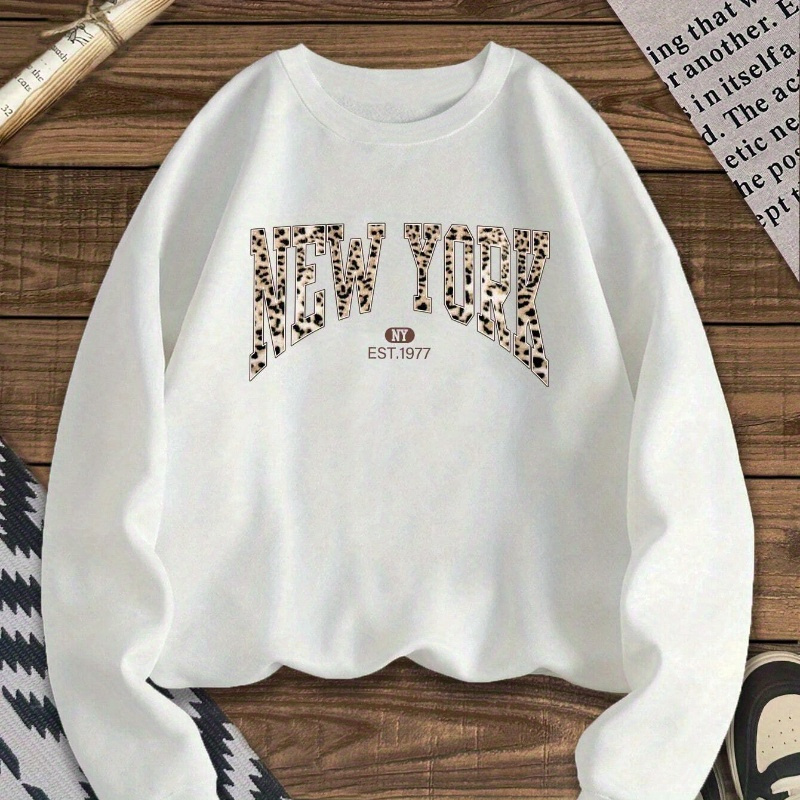 New Letter Print Sweatshirt For Women - Casual Round Neck Pullover Hoodie, Polyester Knit Fabric, Fall/winter Collection
New Letter Print Sweatshirt For Women - Casual Round Neck Pullover Hoodie, Polyester Knit Fabric, Fall/winter Collection