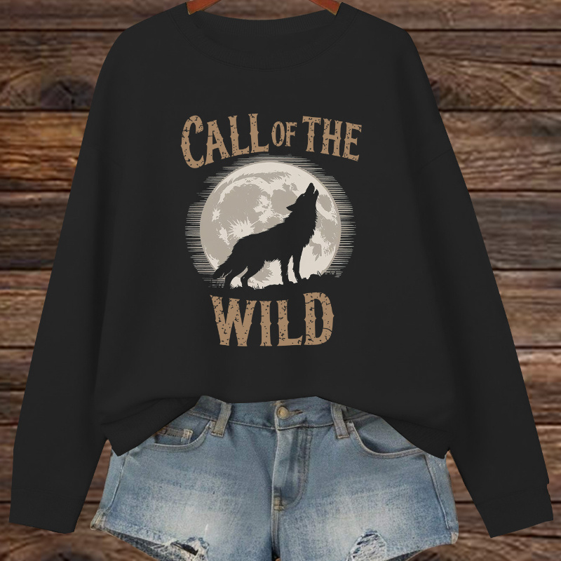 Wolf Print Sweatshirt, Crew Neck Casual Sweatshirt For Fall & Spring, Women's Clothing
Wolf Print Sweatshirt, Crew Neck Casual Sweatshirt For Fall & Spring, Women's Clothing