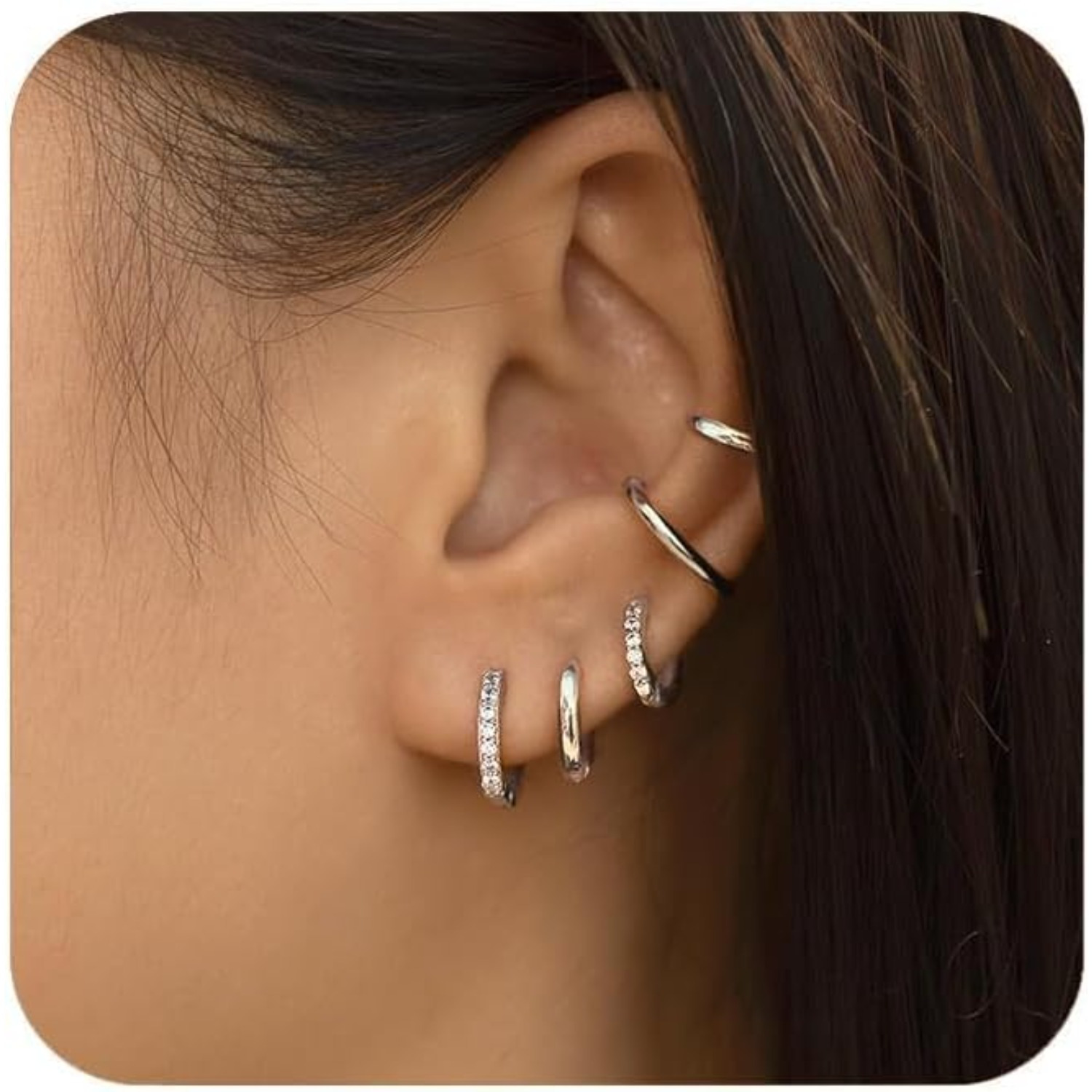 Pack Of S925 Sterling Silver Hoop Earrings, Hoop Earrings Set, Valentine's Day Jewelry Gift For Women Gift 6, 8, 10, 12, 14, 16, 20 Mm
Pack Of S925 Sterling Silver Hoop Earrings, Hoop Earrings Set, Valentine's Day Jewelry Gift For Women Gift 6, 8, 10, 12, 14, 16, 20 Mm