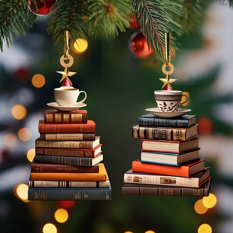 2-piece Set Christmas Tree Ornaments - Classic Acrylic Book And Coffee Cup Design, Ideal For Backpack And Car Decor, Gift
2-piece Set Christmas Tree Ornaments - Classic Acrylic Book And Coffee Cup Design, Ideal For Backpack And Car Decor, Gift