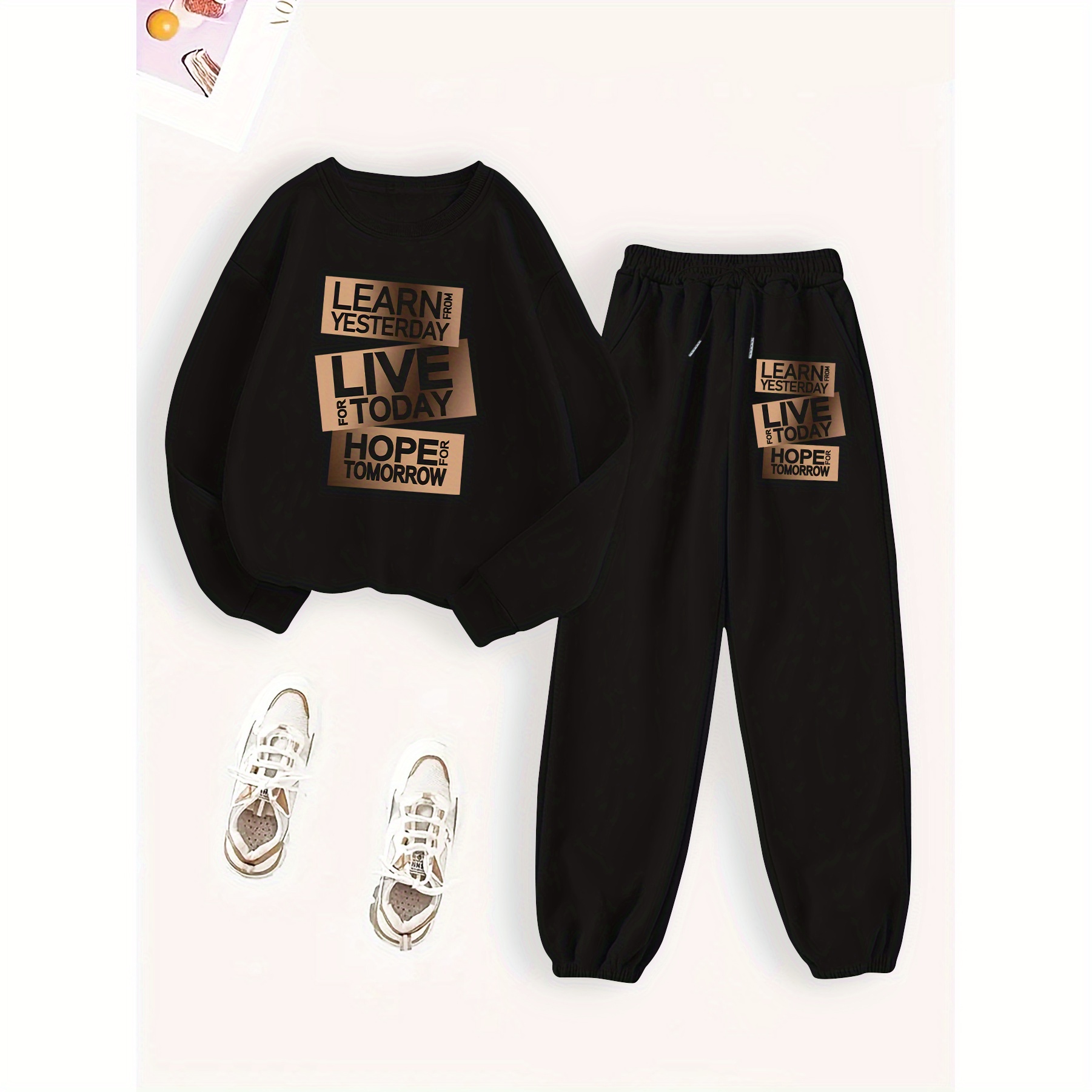 Women's Casual Geometric Print Sweatshirt & Joggers Set - Cozy Polyester, Round Neck, Long Sleeve - Fall/winter
Women's Casual Geometric Print Sweatshirt & Joggers Set - Cozy Polyester, Round Neck, Long Sleeve - Fall/winter