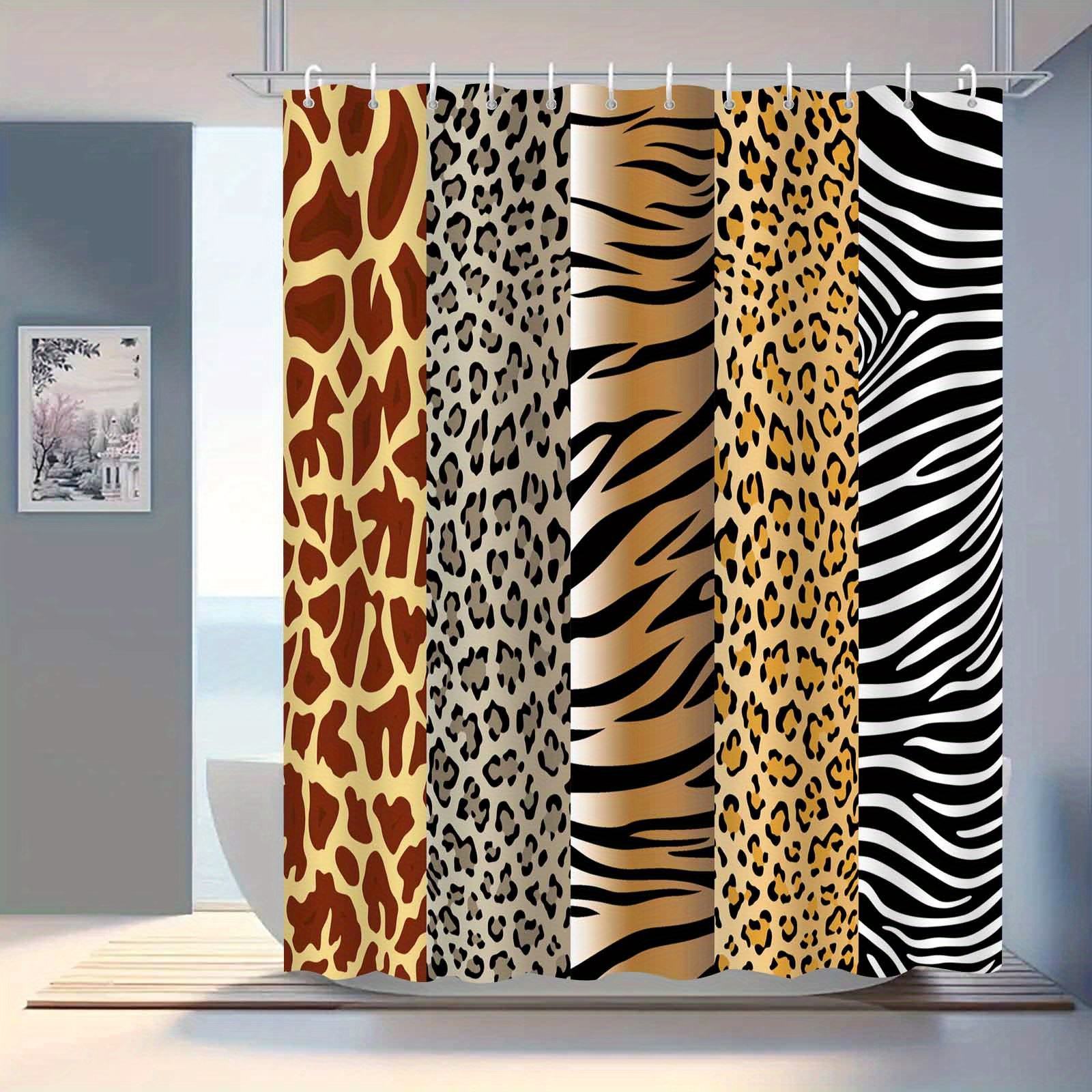 Luxury Waterproof & Resistant Polyester Bath Drapes, Modern Fashion Leopard Print Patchwork Design, Elegant Arts Themed Bathroom Decor With Machine Washable Knit Fabric & Hooks Included (1 Piece)
Luxury Waterproof & Resistant Polyester Bath Drapes, Modern Fashion Leopard Print Patchwork Design, Elegant Arts Themed Bathroom Decor With Machine Washable Knit Fabric & Hooks Included (1 Piece)