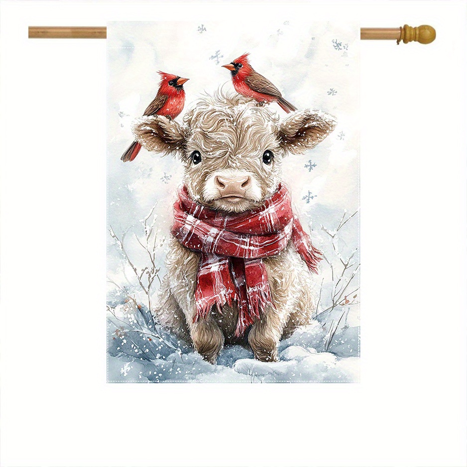 1pc, Winter Cow With Red & Design, 28x40 Inches Double-sided Polyester Garden Flag, Outdoor Lawn Decoration, Flag Only
1pc, Winter Cow With Red & Design, 28x40 Inches Double-sided Polyester Garden Flag, Outdoor Lawn Decoration, Flag Only