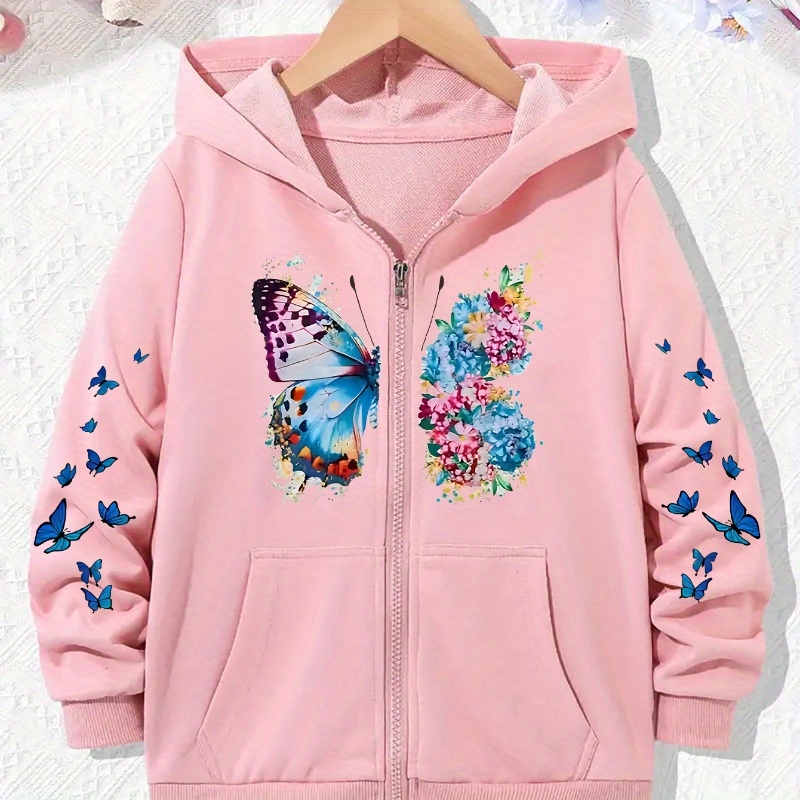 Women's Casual Floral & Butterfly Print Zip-up Hoodie With Pockets | Knit Polyester (95% Polyester, 5% Elastane) | Slight Stretch | Long-sleeve Active Jacket With Hood
Women's Casual Floral & Butterfly Print Zip-up Hoodie With Pockets | Knit Polyester (95% Polyester, 5% Elastane) | Slight Stretch | Long-sleeve Active Jacket With Hood
