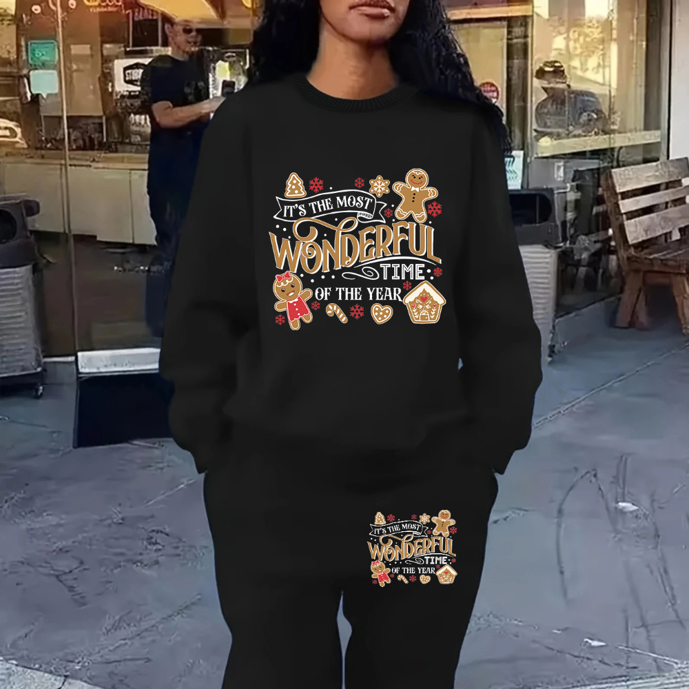 Women's Plus Size Christmas Sweatshirt And Joggers Set, , Knitted Fabric With Geometric Pattern, Stretch, Round Neck, Polyester, With Pockets
Women's Plus Size Christmas Sweatshirt And Joggers Set, , Knitted Fabric With Geometric Pattern, Stretch, Round Neck, Polyester, With Pockets