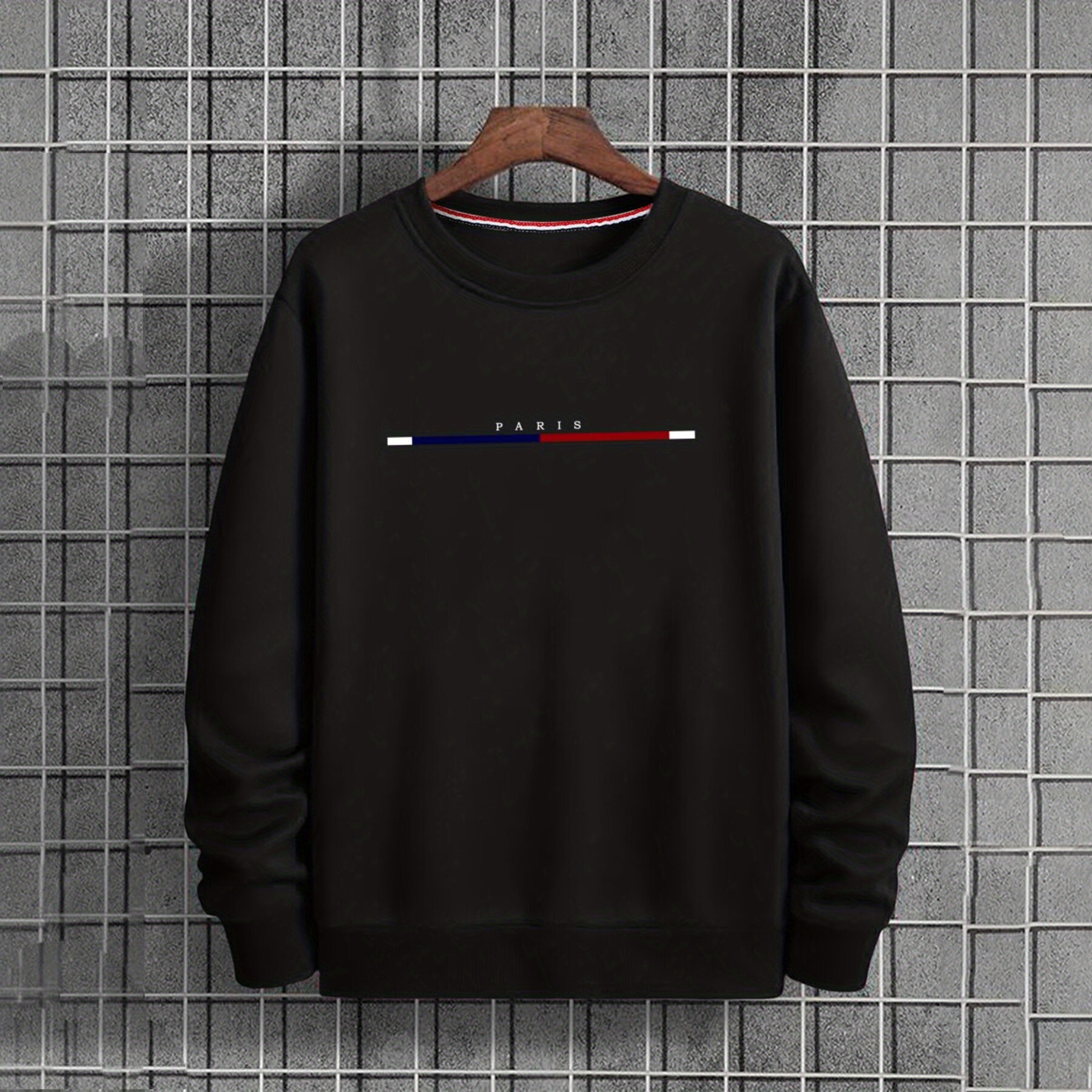 Men's Polyester Crew Neck Sweatshirt With Paris Letter Print | With Stretch | Knit Fabric Regular Fit Pullover
Men's Polyester Crew Neck Sweatshirt With Paris Letter Print | With Stretch | Knit Fabric Regular Fit Pullover