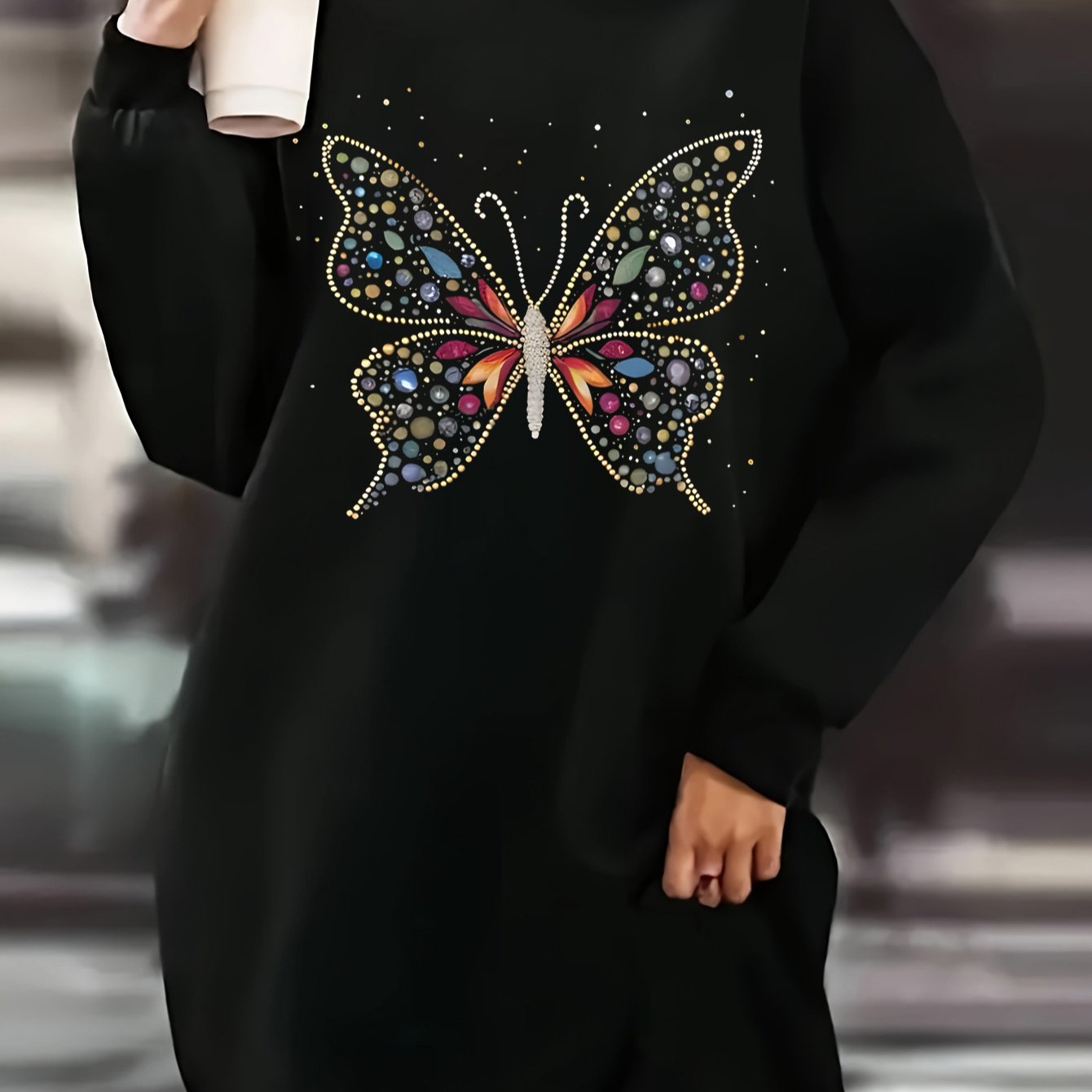 Women's Casual Butterfly Print Sweatshirt Dress - Cozy Long Sleeve Crew Neck For Fall & Winter, Machine Washable
Women's Casual Butterfly Print Sweatshirt Dress - Cozy Long Sleeve Crew Neck For Fall & Winter, Machine Washable