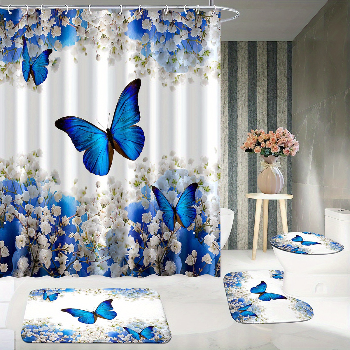 & Shower Curtain Set - Polyester, , Includes Bath Mat, Lid & U-shaped Rug -
& Shower Curtain Set - Polyester, , Includes Bath Mat, Lid & U-shaped Rug -