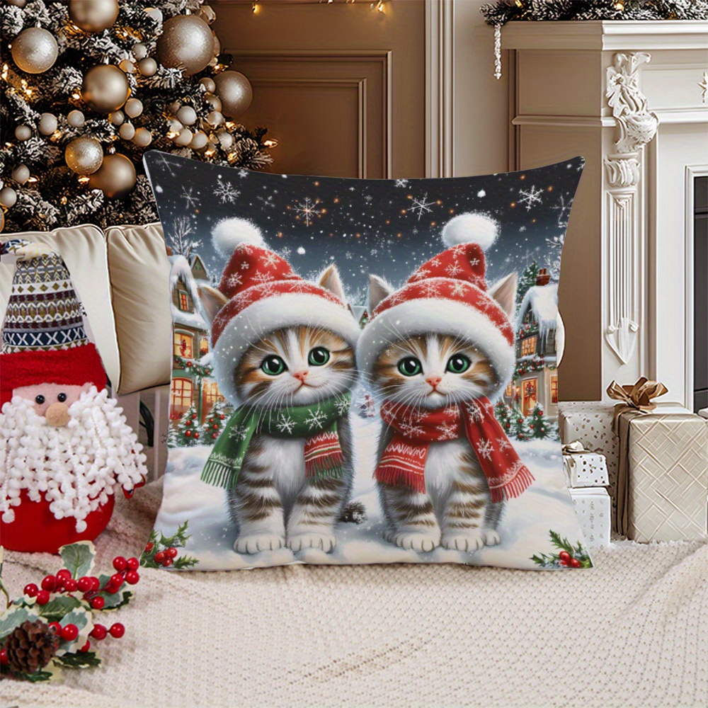 Christmas Cat Pattern , Knit , Contemporary -sided , Washable, Suitable For Sofa & Decor - Suige - 17.7x17.7" And 19.7x19.7" No
Christmas Cat Pattern , Knit , Contemporary -sided , Washable, Suitable For Sofa & Decor - Suige - 17.7x17.7" And 19.7x19.7" No