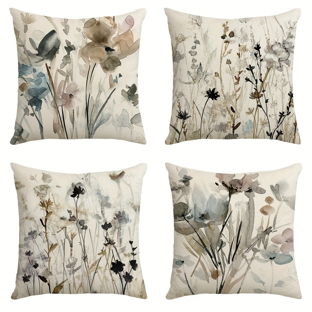 4-pack Contemporary Linen Throw Pillow Covers, Abstract Watercolor , Zipper Closure, Machine Washable, Decorative Pillowcases For Room Types, 18x18 Inches - Mixed Color
4-pack Contemporary Linen Throw Pillow Covers, Abstract Watercolor , Zipper Closure, Machine Washable, Decorative Pillowcases For Room Types, 18x18 Inches - Mixed Color