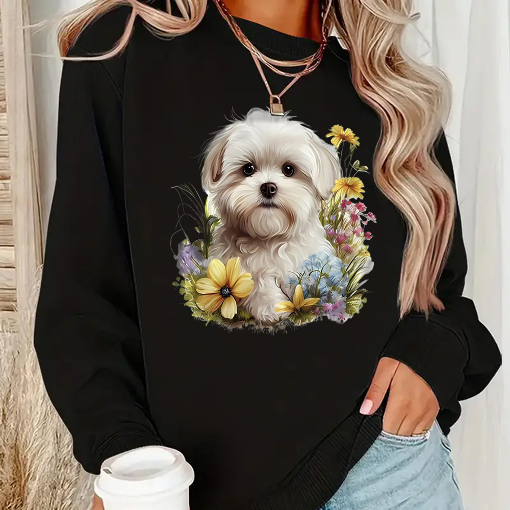 Cute Dog Print Sweatshirt For Women - Casual Round Neck Pullover With Soft Fabric, Breathable Design, Casual Wear, Outdoor Activities, And Daily Use - Polyester Knit Fabric, Animal Pattern, All
Cute Dog Print Sweatshirt For Women - Casual Round Neck Pullover With Soft Fabric, Breathable Design, Casual Wear, Outdoor Activities, And Daily Use - Polyester Knit Fabric, Animal Pattern, All