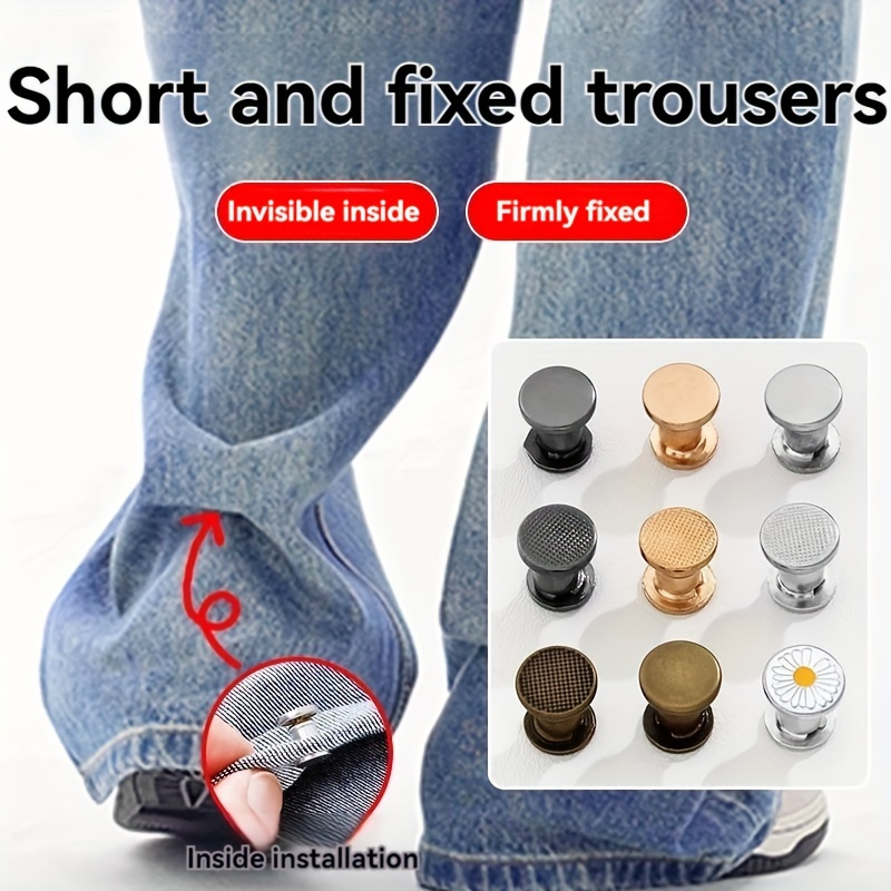 4-pack Invisible Shortened By Clip Of Bottom Of Trouser Leg-seamless Metal Non-slip Bottom , Suitable For Pants And Bucket Hat-easy Installation, Firmly Fixed, Optional
4-pack Invisible Shortened By Clip Of Bottom Of Trouser Leg-seamless Metal Non-slip Bottom , Suitable For Pants And Bucket Hat-easy Installation, Firmly Fixed, Optional