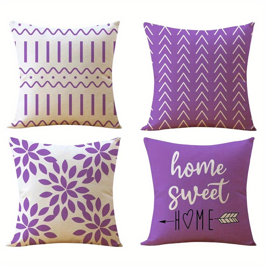4pcs Vintage Purple Geometric Pattern Pillowcases, 18x18 Inches - Zippered Polyester Covers For Living Room Decor, Machine Washable
4pcs Vintage Purple Geometric Pattern Pillowcases, 18x18 Inches - Zippered Polyester Covers For Living Room Decor, Machine Washable