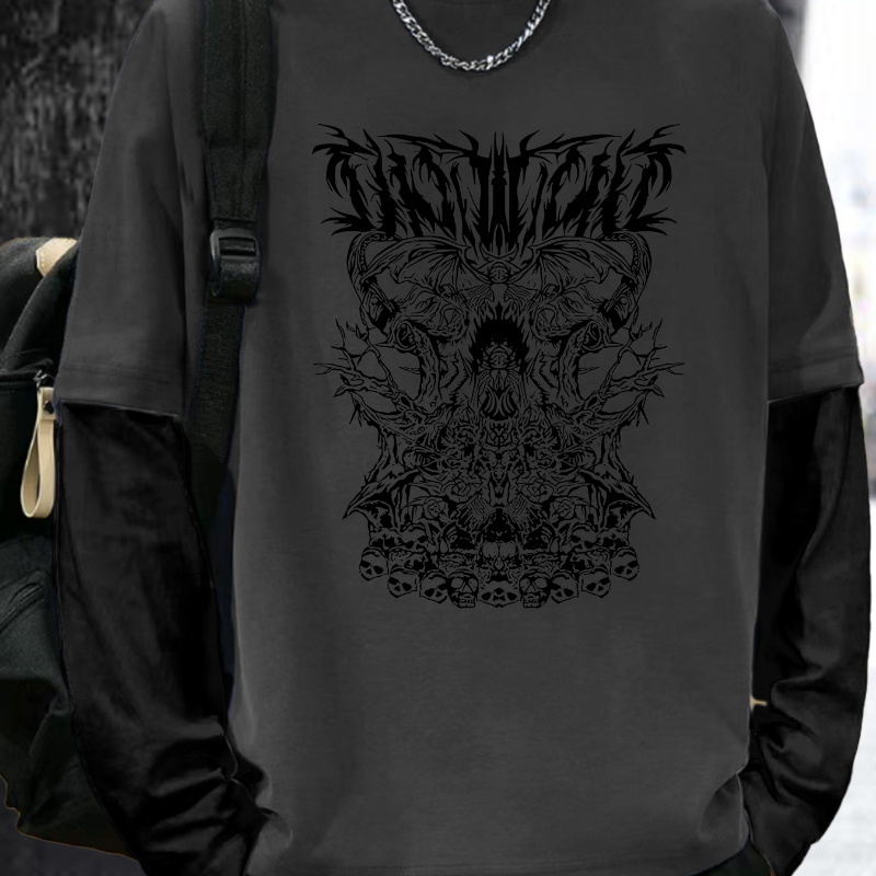 Men's Casual Loose Long Sleeve T-shirt With Skull Print, Polyester Fiber, Relaxed Fit, Round Neck, Wear
Men's Casual Loose Long Sleeve T-shirt With Skull Print, Polyester Fiber, Relaxed Fit, Round Neck, Wear