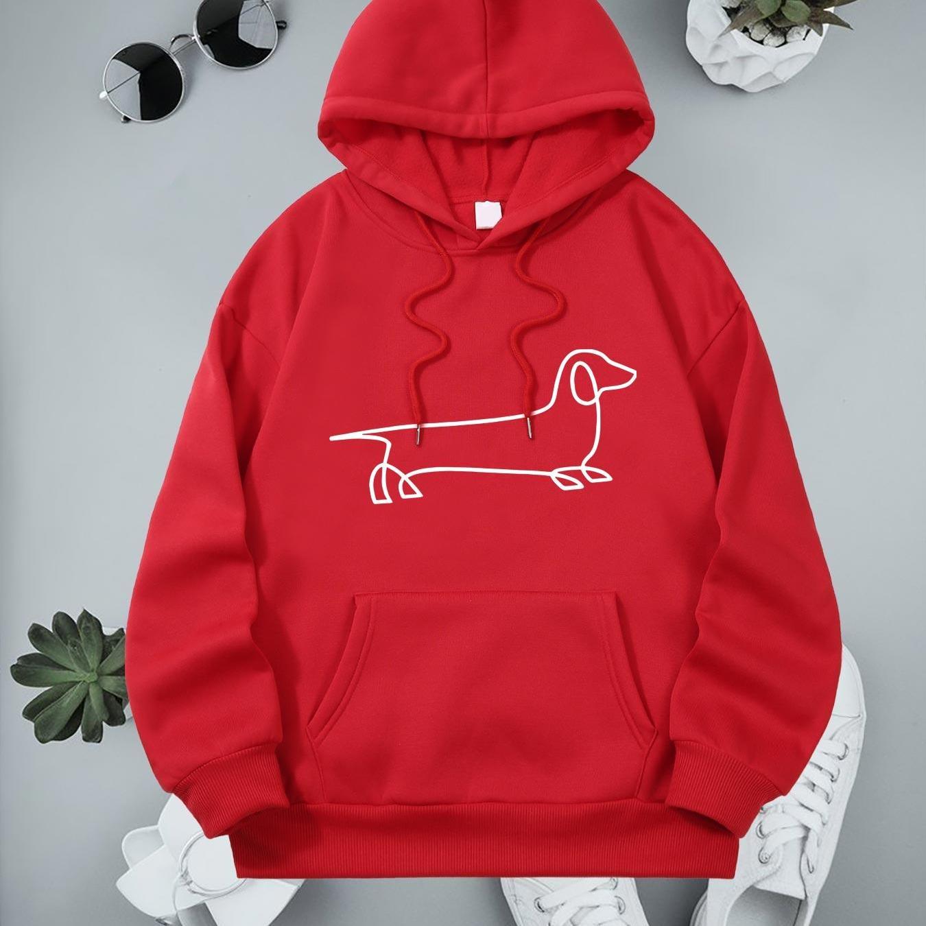 Women's Casual Pullover Hoodie With Dachshund Print, Knitted Stretch Fabric, Polyester, , Pocket, Drawstring, Adult Size, Animal Pattern, Sports Style
Women's Casual Pullover Hoodie With Dachshund Print, Knitted Stretch Fabric, Polyester, , Pocket, Drawstring, Adult Size, Animal Pattern, Sports Style