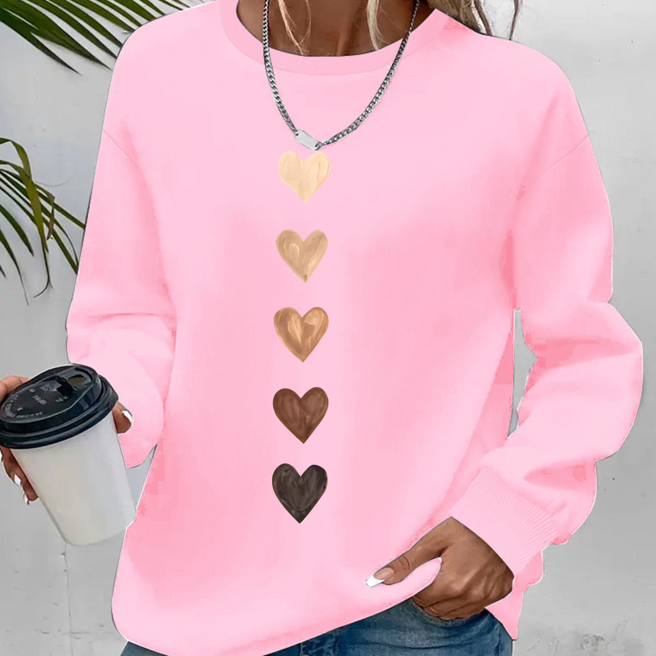 Cartoon Vertical 5 Gradient Color Love Pattern Print Sweatshirt, Autumn And Winter Round Neck Plus Velvet Casual Sweatshirt, Women's Clothing
Cartoon Vertical 5 Gradient Color Love Pattern Print Sweatshirt, Autumn And Winter Round Neck Plus Velvet Casual Sweatshirt, Women's Clothing