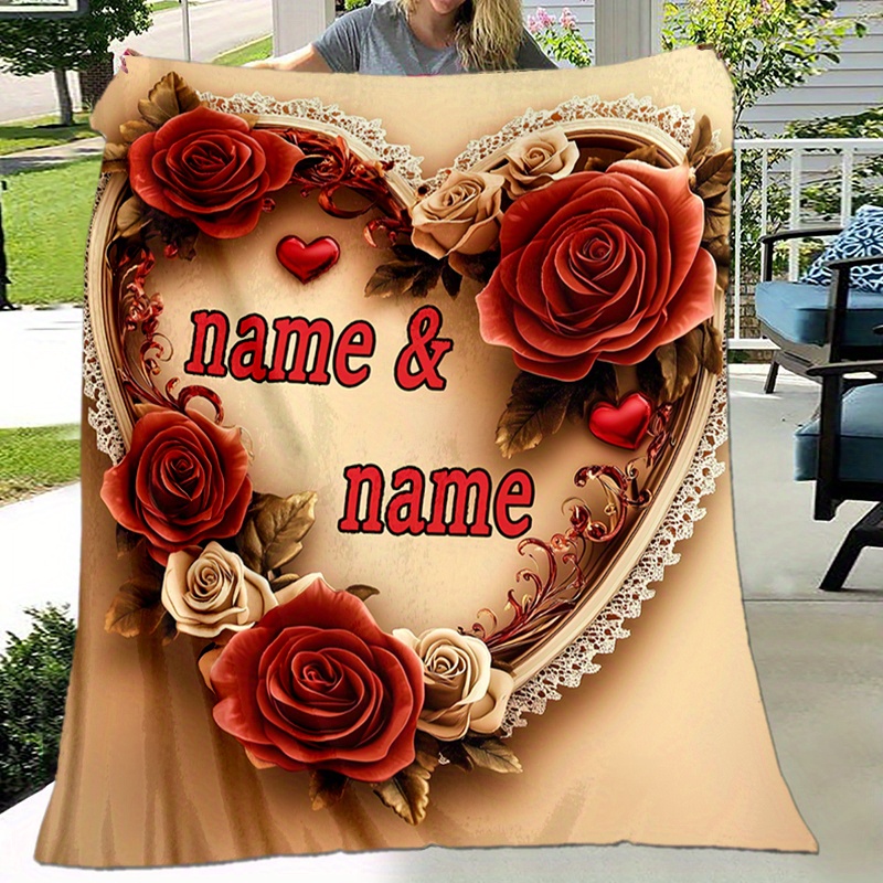 Customizable Love Heart Blanket, Red Knitted Polyester Flannel, , Soft & , Washable, Couch & Bed Cover, 200-250g, Rustic Style, 3d With Personalized Names
Customizable Love Heart Blanket, Red Knitted Polyester Flannel, , Soft & , Washable, Couch & Bed Cover, 200-250g, Rustic Style, 3d With Personalized Names