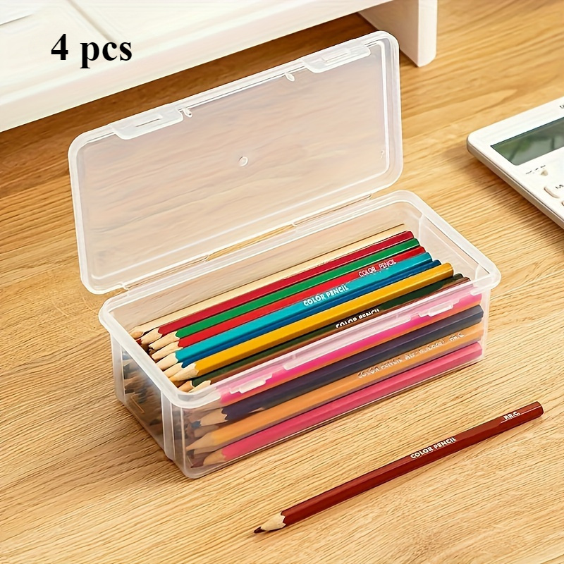 4-pack Large Transparent Plastic Storage Boxes With Lid - Ideal For Pens, Pencils, And Markers, And School Supplies Organizer
4-pack Large Transparent Plastic Storage Boxes With Lid - Ideal For Pens, Pencils, And Markers, And School Supplies Organizer