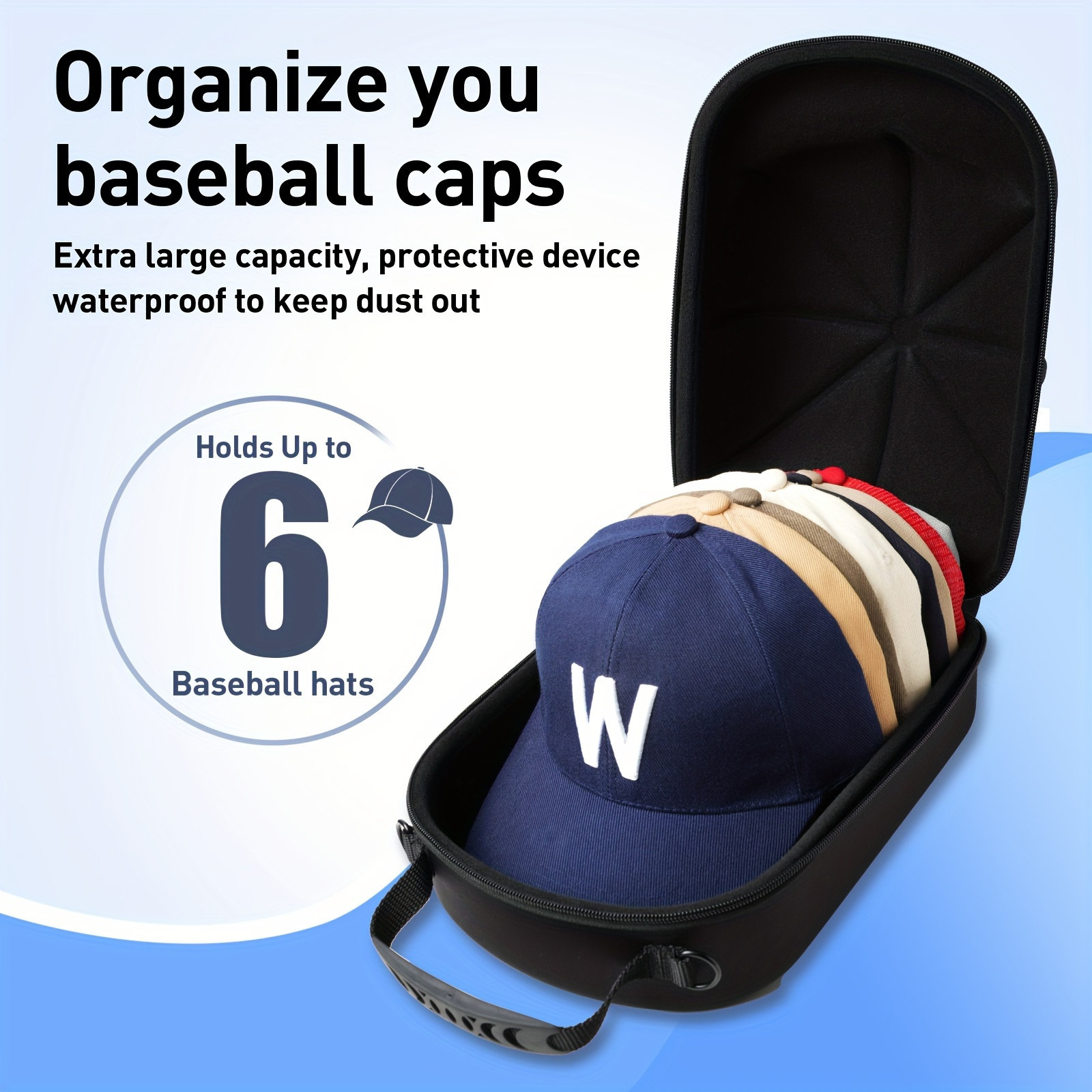 1pc Hard Shell Cap Carrier Case, Fabric Baseball Hat Storage With Handle, Anti-crush Waterproof Dustproof Organizer For Travel & Home Use
1pc Hard Shell Cap Carrier Case, Fabric Baseball Hat Storage With Handle, Anti-crush Waterproof Dustproof Organizer For Travel & Home Use
