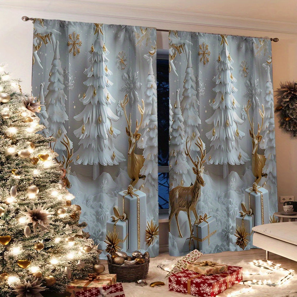 2pcs Set Christmas Curtains - , Tree & Reindeer Design | Rod | Polyester For Living Room Decor | Holiday Parties & Gifts (rod Not Included), Christmas Decor
2pcs Set Christmas Curtains - , Tree & Reindeer Design | Rod | Polyester For Living Room Decor | Holiday Parties & Gifts (rod Not Included), Christmas Decor