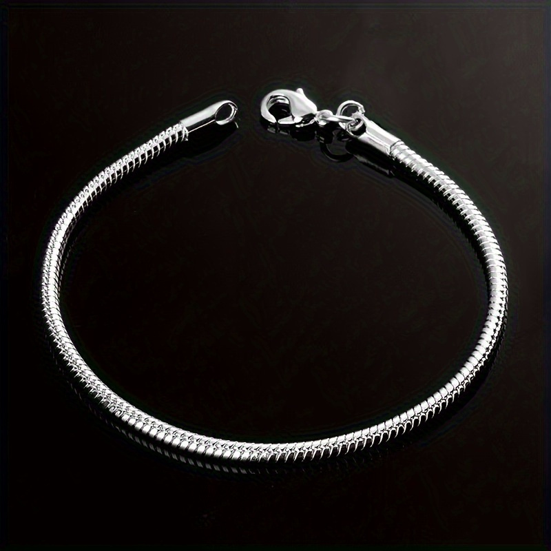 925 Sterling Silver Snake Chain Bracelet Silver Plated Bracelet For Women Men Girls Beaded Bracelet With Box, Suitable For Holiday Gifts
925 Sterling Silver Snake Chain Bracelet Silver Plated Bracelet For Women Men Girls Beaded Bracelet With Box, Suitable For Holiday Gifts