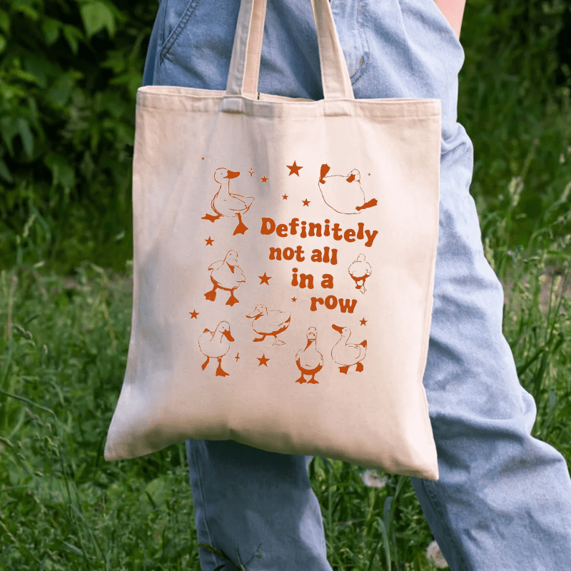 Canvas Totete Bag For Women With Cute Duck Print, " Not All In A Row" Design, Casual Fashion Handbag, Machine Washable,
Canvas Totete Bag For Women With Cute Duck Print, " Not All In A Row" Design, Casual Fashion Handbag, Machine Washable,