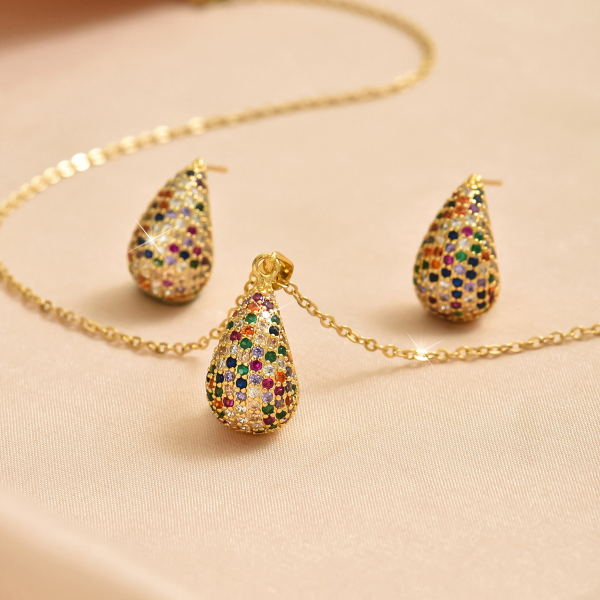 Chic 3pcs Water Drop Jewelry Set For Women - Luxurious Synthetic Zirconia Necklace & Earrings, Or Gifting
Chic 3pcs Water Drop Jewelry Set For Women - Luxurious Synthetic Zirconia Necklace & Earrings, Or Gifting