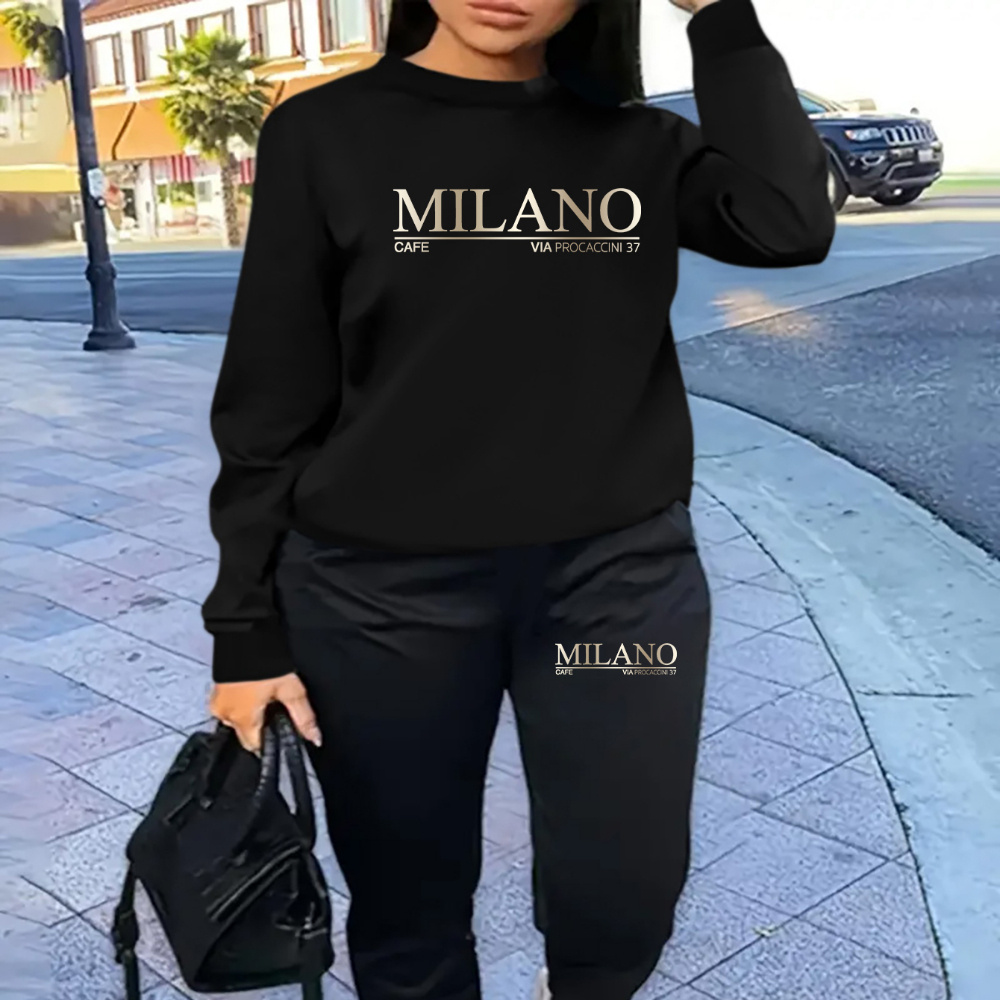 Women's Casual Tracksuit Set, Letter Print Long Sleeve Sweatshirt & Joggers Pants Outfit
Women's Casual Tracksuit Set, Letter Print Long Sleeve Sweatshirt & Joggers Pants Outfit