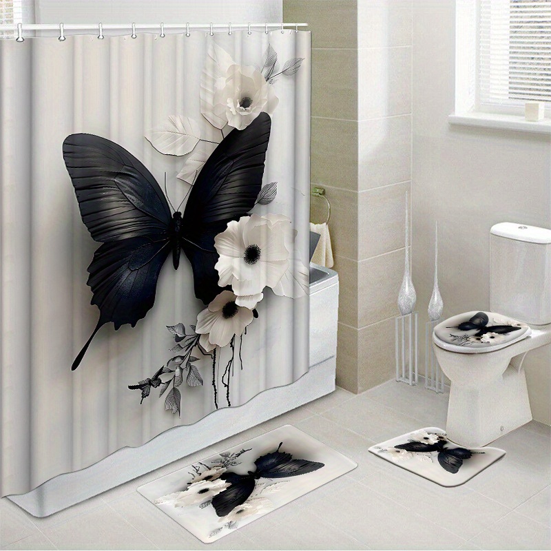 1pc/4pcs Shower Curtain Set With 12 Hooks, Bath Mats Toilet Covers Seat, Bathroom Non-slip Rug Carpet Polyester Fabric Washable Curtain For Bathroom Accessories Home Decor(open )
1pc/4pcs Shower Curtain Set With 12 Hooks, Bath Mats Toilet Covers Seat, Bathroom Non-slip Rug Carpet Polyester Fabric Washable Curtain For Bathroom Accessories Home Decor(open )