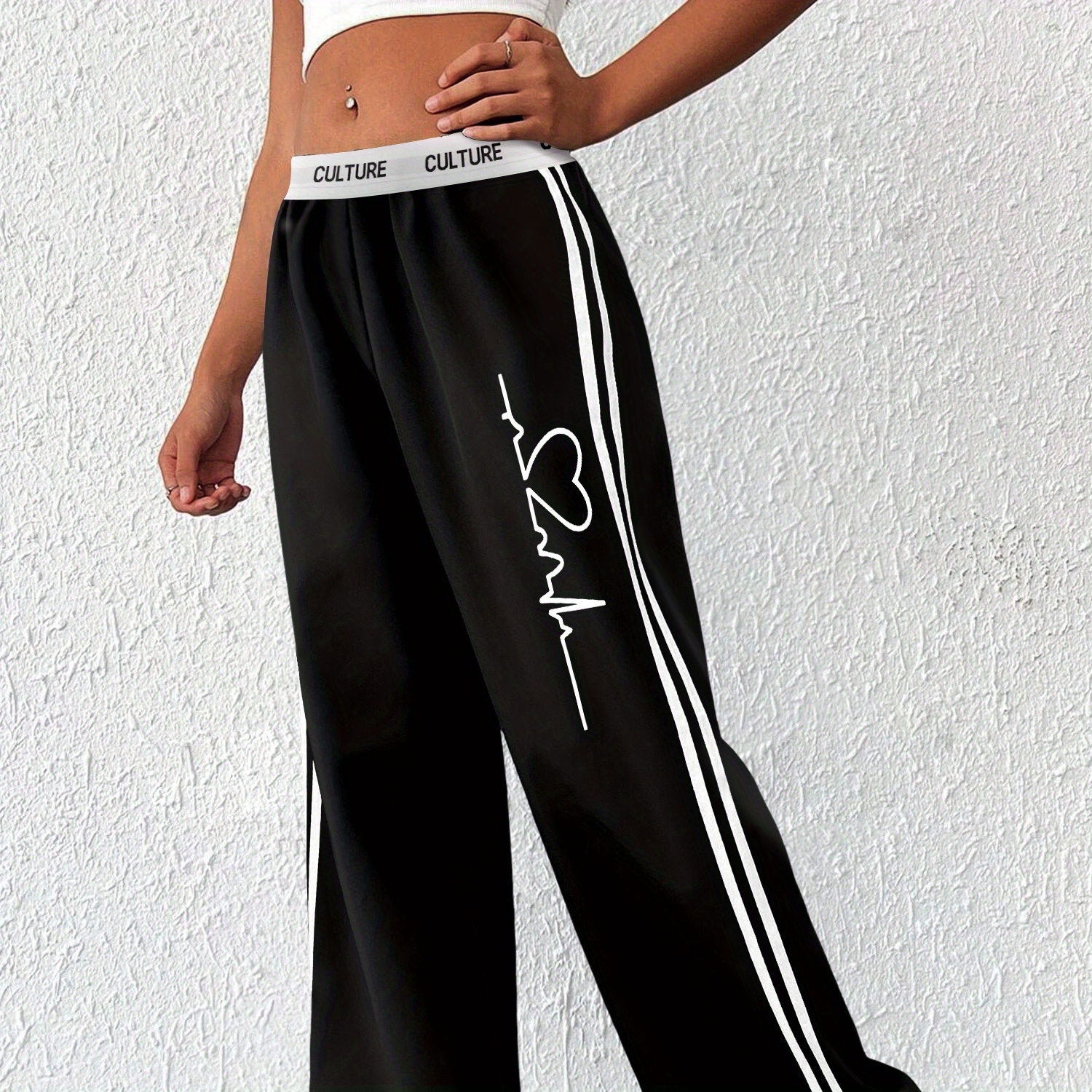 Women's Casual Striped Athletic Pants With Letter Print, Comfortable Straight Leg Trousers For All
Women's Casual Striped Athletic Pants With Letter Print, Comfortable Straight Leg Trousers For All