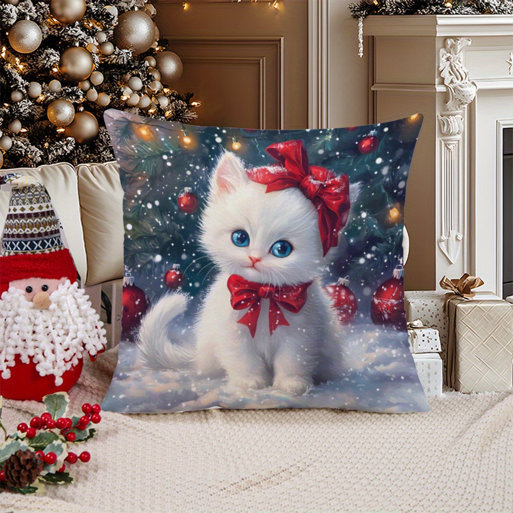 Soft & Cozy Christmas Cat Print Pillowcase - Single-sided Design, Sofa & Bedroom Decor, Machine Washable, Multiple Sizes , Best For Christmas
Soft & Cozy Christmas Cat Print Pillowcase - Single-sided Design, Sofa & Bedroom Decor, Machine Washable, Multiple Sizes , Best For Christmas