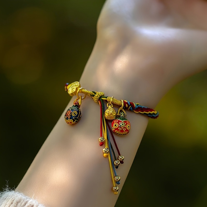 1pc Vintage Chinese Style Handmade Woven Rope Bracelet With Golden Pendant, Charm Bracelet For Women, Synthetic Fiber Rope, Ideal Gift For Girlfriend , Accessory, Wear
1pc Vintage Chinese Style Handmade Woven Rope Bracelet With Golden Pendant, Charm Bracelet For Women, Synthetic Fiber Rope, Ideal Gift For Girlfriend , Accessory, Wear