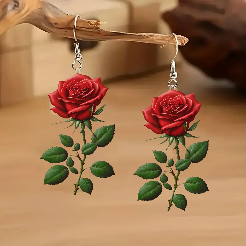 A Pair Of 2d Acrylic Rose Earrings With Stainless Steel Hooks, Elegant Party Accessories Suitable For Christmas, Valentine's Day, And Day, Women's Seasonal Fashion Drop Earrings.
A Pair Of 2d Acrylic Rose Earrings With Stainless Steel Hooks, Elegant Party Accessories Suitable For Christmas, Valentine's Day, And Day, Women's Seasonal Fashion Drop Earrings.