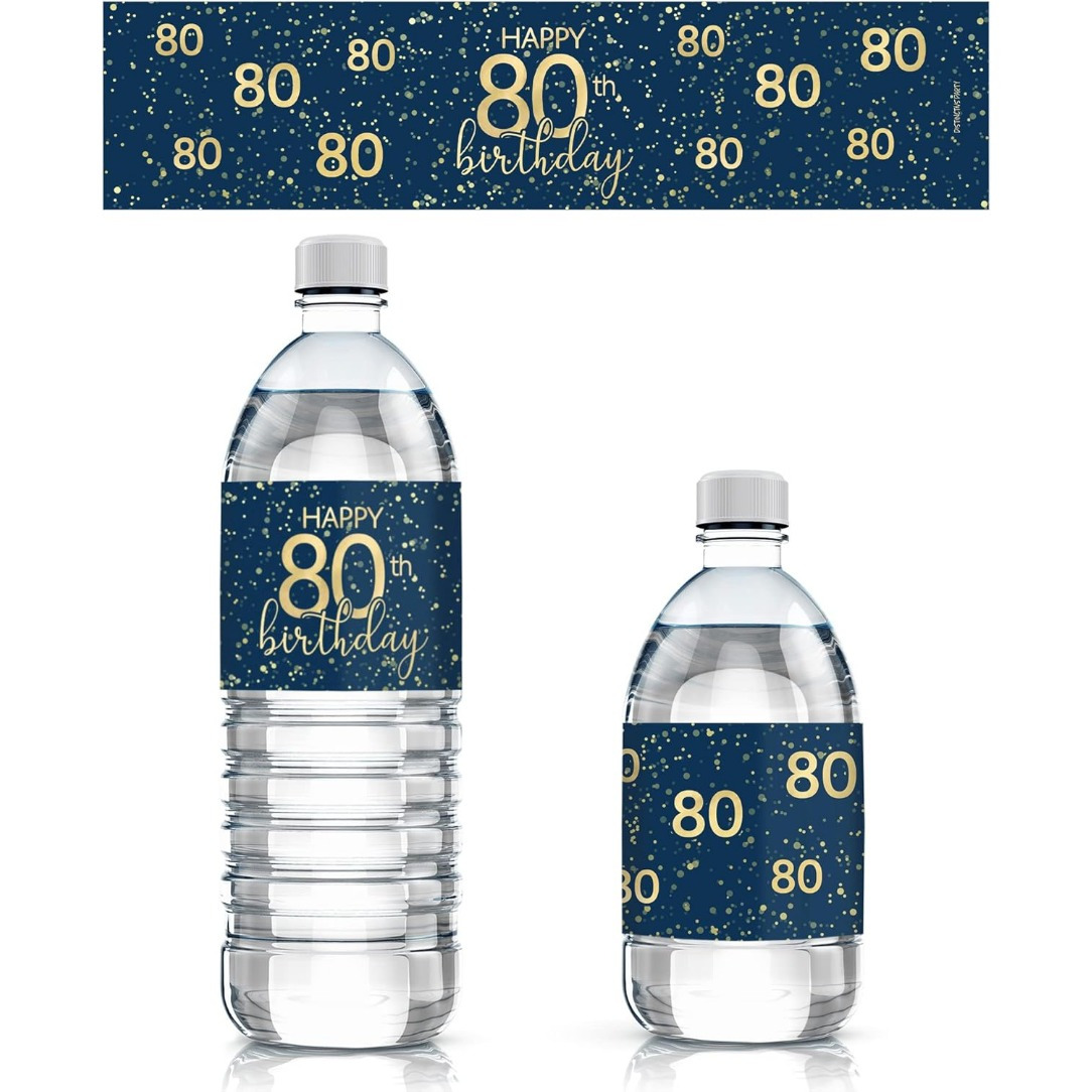 20pcs Navy Blue & Golden Happy 80th Birthday Water Bottle Labels - Waterproof Stickers For Party, Wedding, Or Celebration Decorations, Water Bottle Stickers
20pcs Navy Blue & Golden Happy 80th Birthday Water Bottle Labels - Waterproof Stickers For Party, Wedding, Or Celebration Decorations, Water Bottle Stickers
