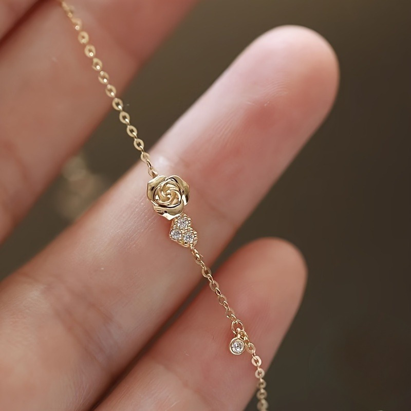 Elegant Simple Rose Pendant Bracelet, Titanium Steel, With Synthetic Zirconia, For & Gift-, Jewelry
Elegant Simple Rose Pendant Bracelet, Titanium Steel, With Synthetic Zirconia, For & Gift-, Jewelry