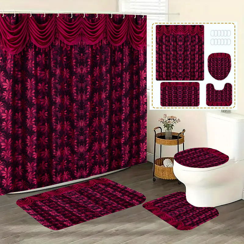 1pc/4pcs Home Decor Waterproof Shower Curtain Sets With 12 Hooks, Toilet Seat Cover Bathroom Mat Non-slip Rug Carpet Polyester Fabric Washable Curtain For Bathroom Accessories (open )
1pc/4pcs Home Decor Waterproof Shower Curtain Sets With 12 Hooks, Toilet Seat Cover Bathroom Mat Non-slip Rug Carpet Polyester Fabric Washable Curtain For Bathroom Accessories (open )