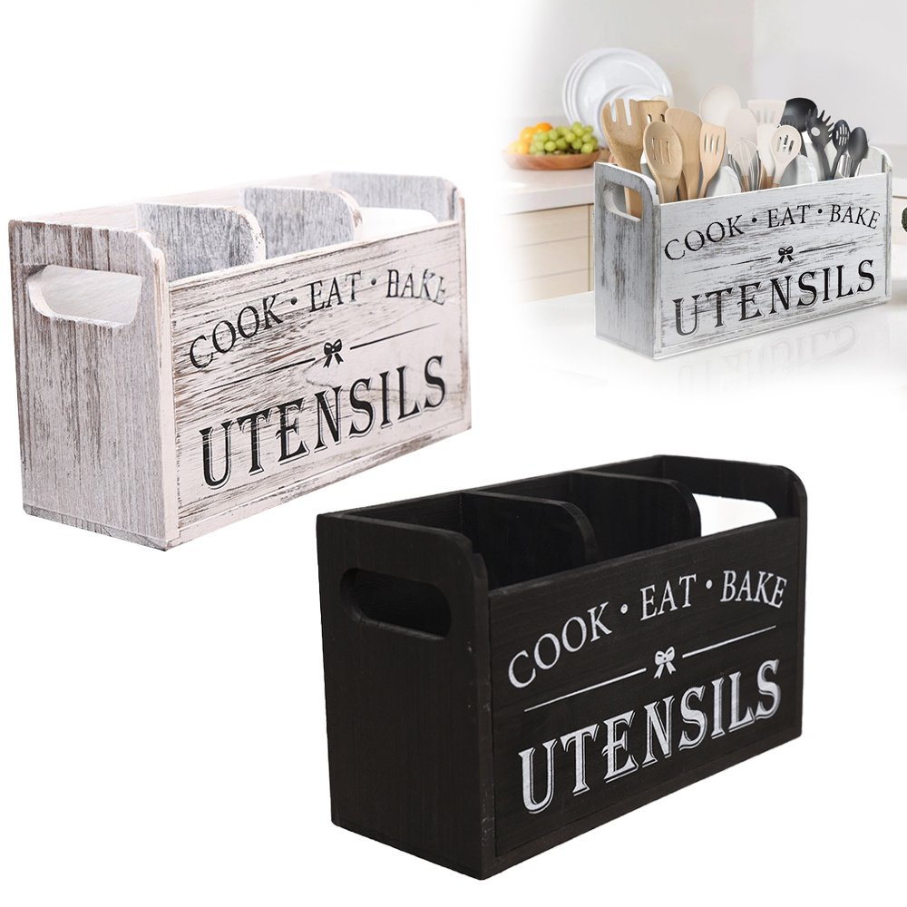 Rustic | Rustic Distressed Wooden Utensil Holder With Dividers - Lightweight, Insert- Organizer For Knives, Forks, Spoons | " Bake" , Weathered , With Handle For Easy Carry, Kitchen Utensils
Rustic | Rustic Distressed Wooden Utensil Holder With Dividers - Lightweight, Insert- Organizer For Knives, Forks, Spoons | " Bake" , Weathered , With Handle For Easy Carry, Kitchen Utensils