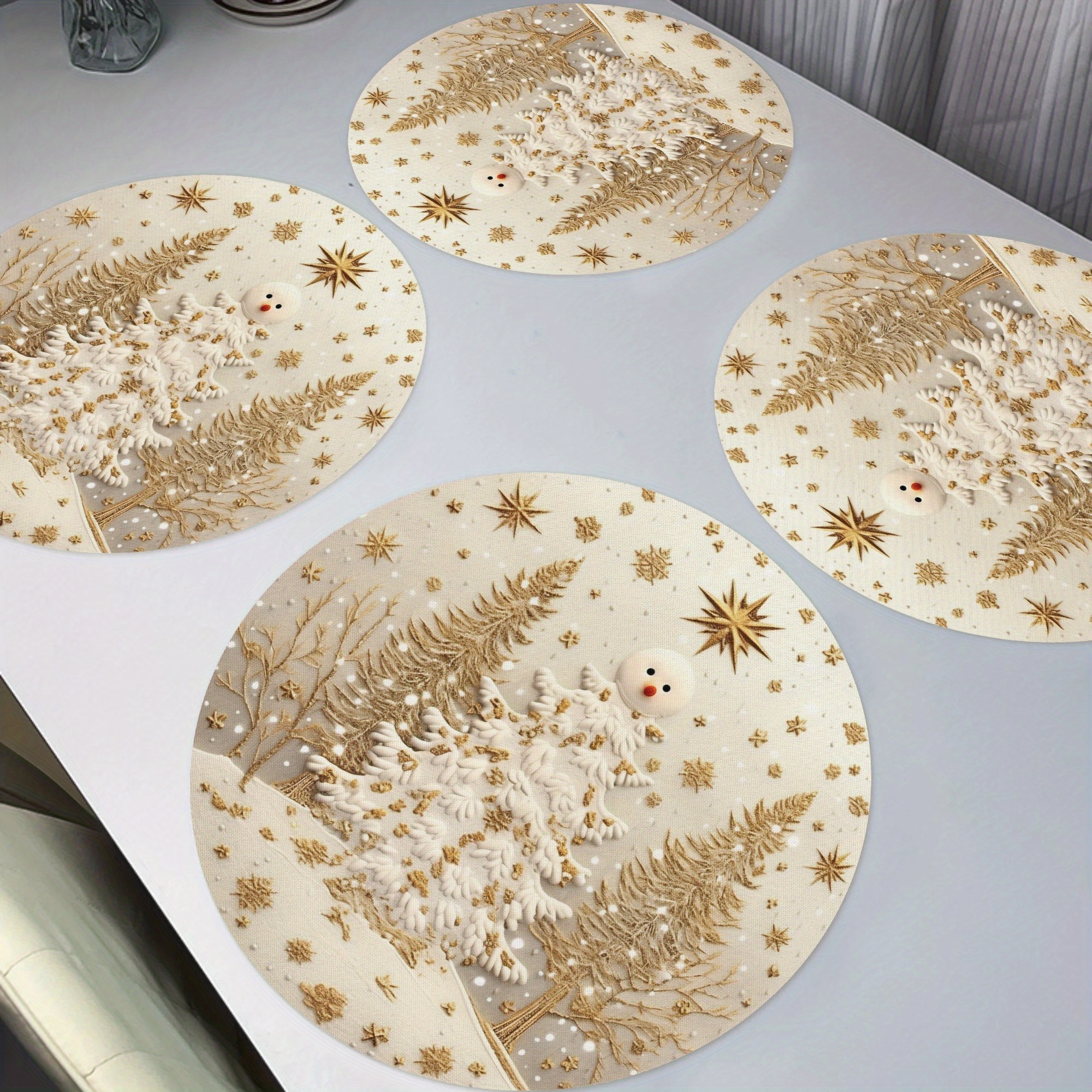 4pcs Set Christmas Snowman Placemats - & Design, Non-slip, Washable Round Table Mats For Holiday Dining & Kitchen Decor
4pcs Set Christmas Snowman Placemats - & Design, Non-slip, Washable Round Table Mats For Holiday Dining & Kitchen Decor