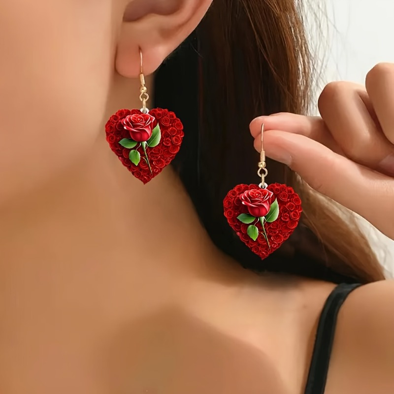 A Pair Of Elegant And Romantic Rose Shaped Acrylic Earrings With For Valentine's Day And New Year Parties, Holiday Parties And Gifts
A Pair Of Elegant And Romantic Rose Shaped Acrylic Earrings With For Valentine's Day And New Year Parties, Holiday Parties And Gifts