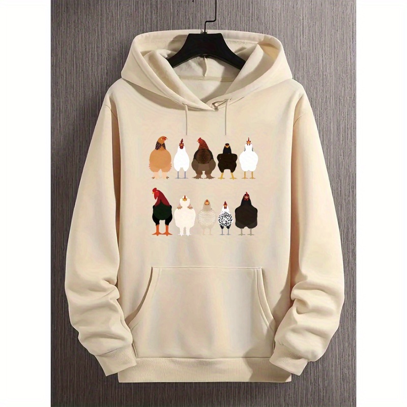 Men's Trendy Fleece Hoodie With Unique Chicken Print - Casual Pullover For Fall/winter, Long Sleeve, Kangaroo Pocket
Men's Trendy Fleece Hoodie With Unique Chicken Print - Casual Pullover For Fall/winter, Long Sleeve, Kangaroo Pocket