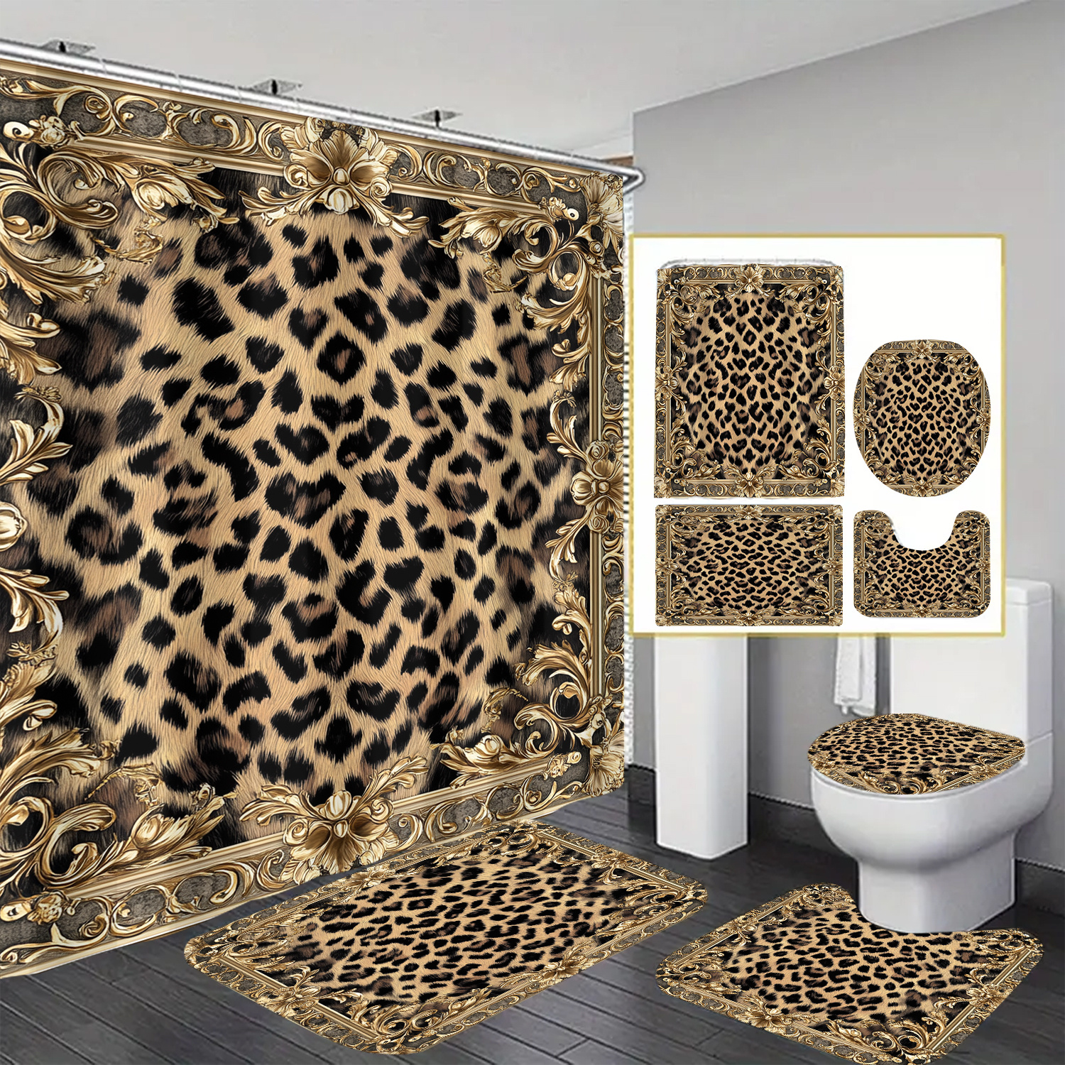 Leopard Print Theme Shower Curtain Waterproof 12 Hooks Suitable For Room Machine Washable Curtain Waterproof Bathroom 1pc/4pcs
Leopard Print Theme Shower Curtain Waterproof 12 Hooks Suitable For Room Machine Washable Curtain Waterproof Bathroom 1pc/4pcs