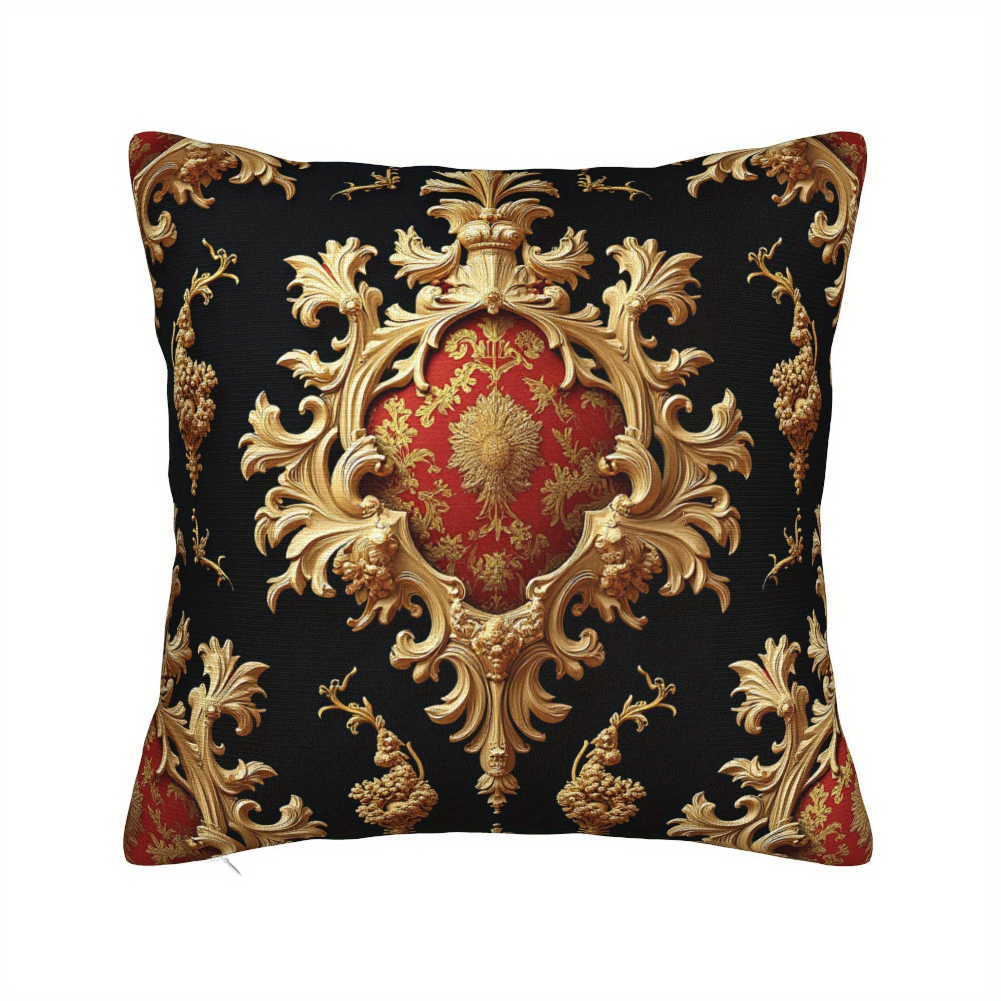 1pc Vintage Style Frame Pillowcase, Red Fabric & Golden Accents, Soft Polyester , Machine Washable, Zipper Closure, Decorative Cushion Cover For Room Types - Room & Bedroom Decor Without Pillow Insert
1pc Vintage Style Frame Pillowcase, Red Fabric & Golden Accents, Soft Polyester , Machine Washable, Zipper Closure, Decorative Cushion Cover For Room Types - Room & Bedroom Decor Without Pillow Insert