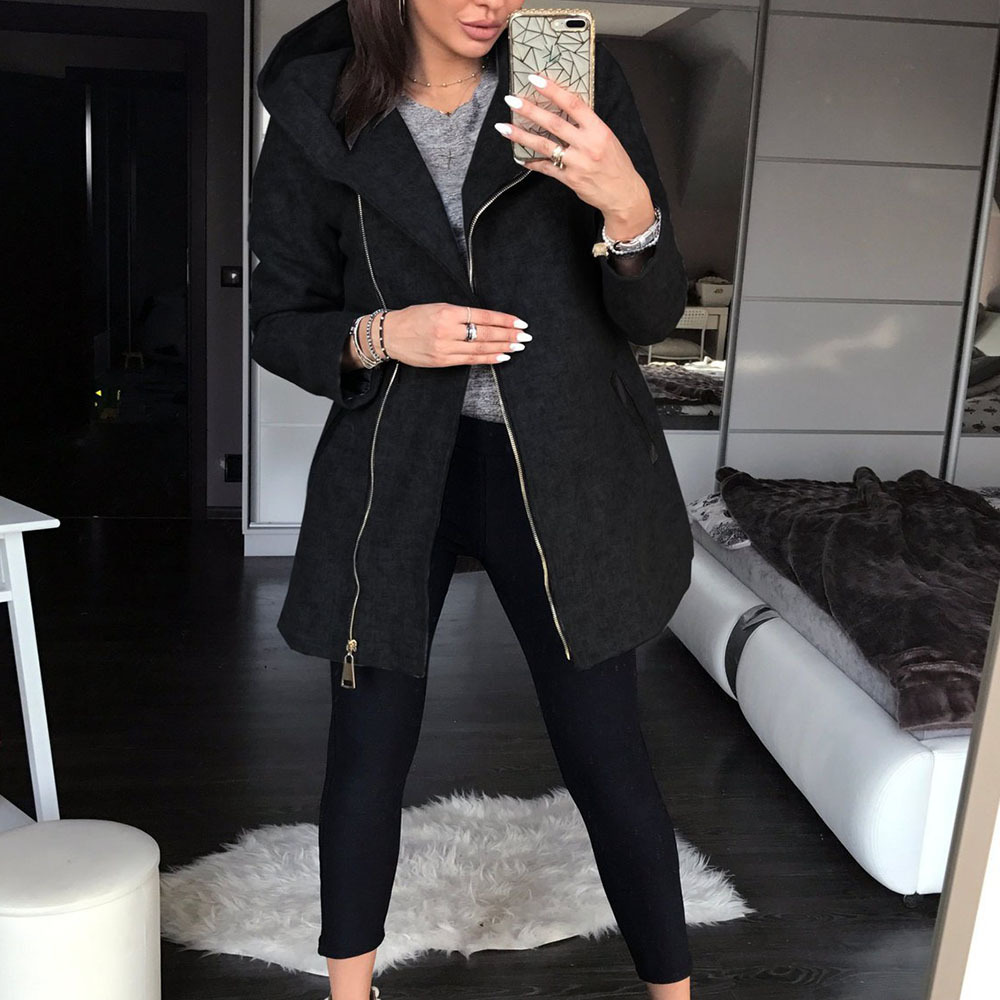 Size Hooded Jacket For Women - Casual Long Sleeve Zip-up Coat With Pockets, Stretch Fabric, Machine Washable - Black
Size Hooded Jacket For Women - Casual Long Sleeve Zip-up Coat With Pockets, Stretch Fabric, Machine Washable - Black