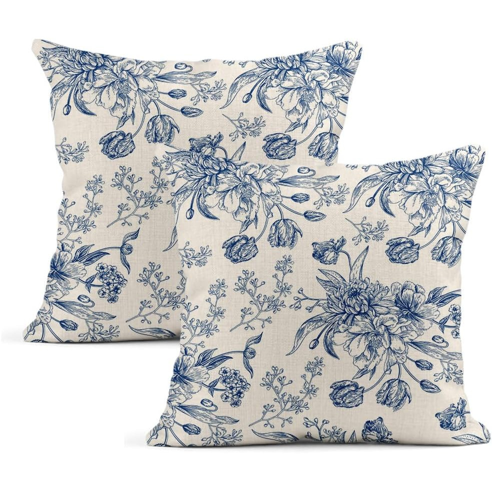 2pcs Chic Blue Floral & White Pattern Throw Pillow Covers, 18x18 Inches - Zip Closure, Machine Washable Polyester Cushion Cases For Sofa And Bed Decor
2pcs Chic Blue Floral & White Pattern Throw Pillow Covers, 18x18 Inches - Zip Closure, Machine Washable Polyester Cushion Cases For Sofa And Bed Decor