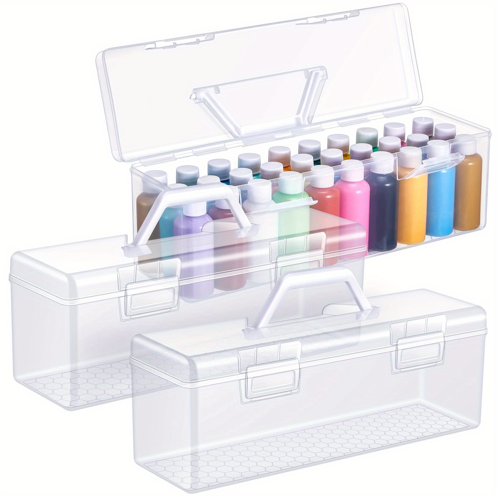 3pcs Paint Storage Box For Acrylic Paint, Acrylic Portable Craft Paint Organizer Boxes With Handle, Plastic Art Supply Clear Box For 2 Fl. Oz Acrylic Paints
3pcs Paint Storage Box For Acrylic Paint, Acrylic Portable Craft Paint Organizer Boxes With Handle, Plastic Art Supply Clear Box For 2 Fl. Oz Acrylic Paints