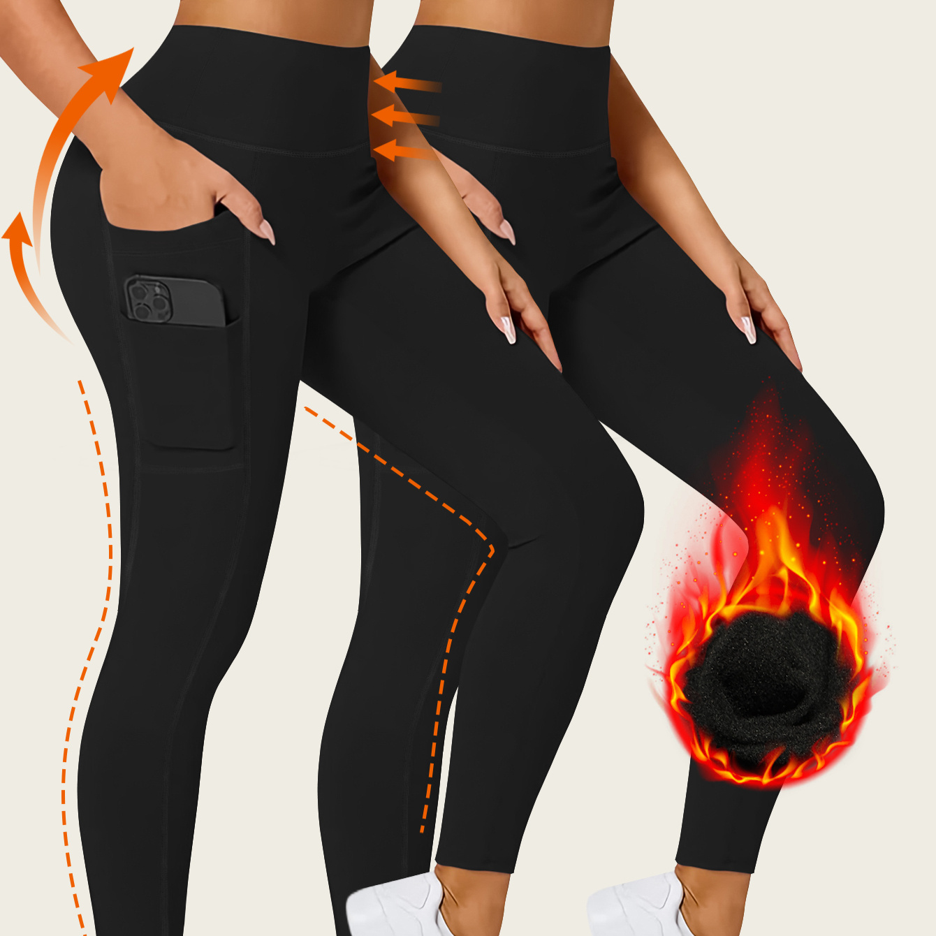 2pcs Of Unembarrassed Line Leggings, Women's Solid Color Black Autumn/ Winter Leggings
2pcs Of Unembarrassed Line Leggings, Women's Solid Color Black Autumn/ Winter Leggings